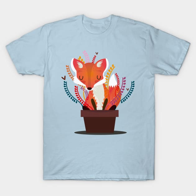 Fox in the pot T-Shirt by Mjdaluz